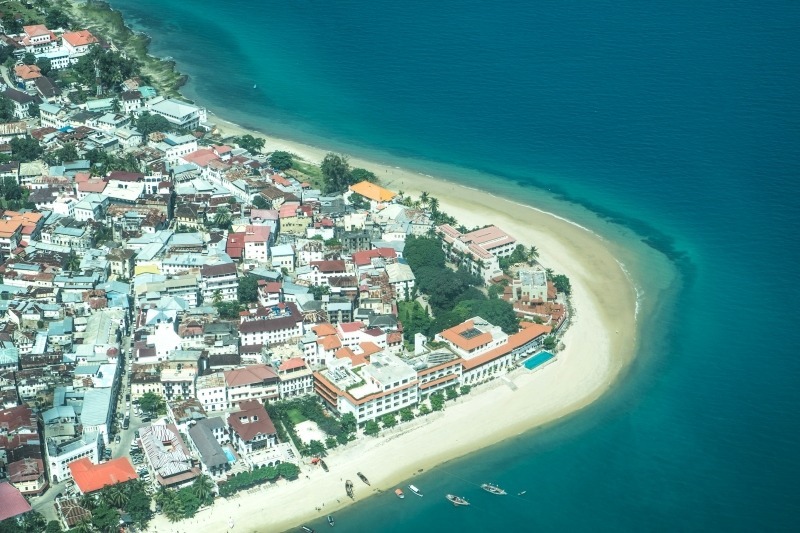 An aerial view os Stone Town