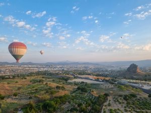 A hot air baalloon in Cappadocia.