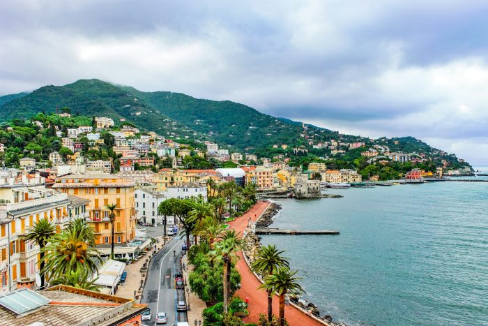 A beautiful view of Rapallo, Italy. How to spend a month in Italy on a budget.