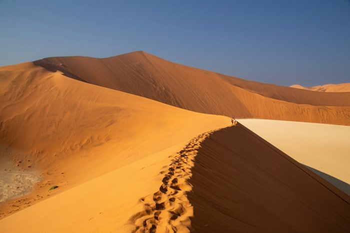 Sand dunes in Sossusvlei, Namibia. Sustainable travel destinations in Africa