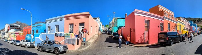 A beautiful view of Bo-Kaap's colorful buildings on Wale Street