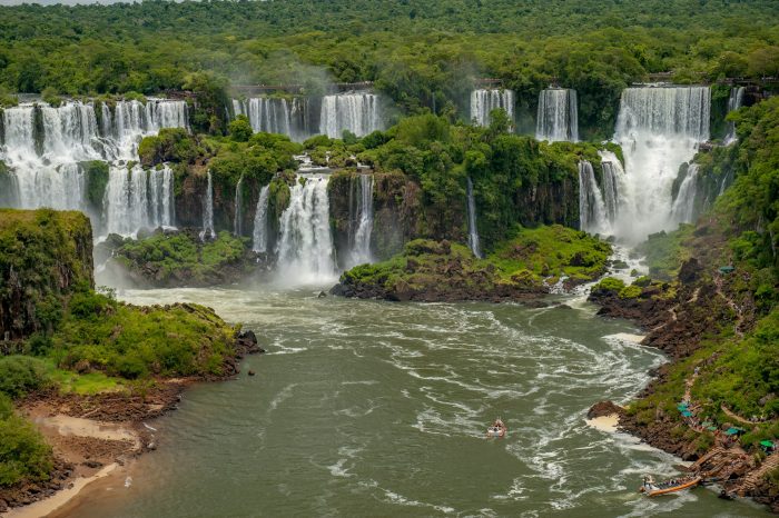 A scenic view of Iguazu Falls, Misiones Province, Argentina