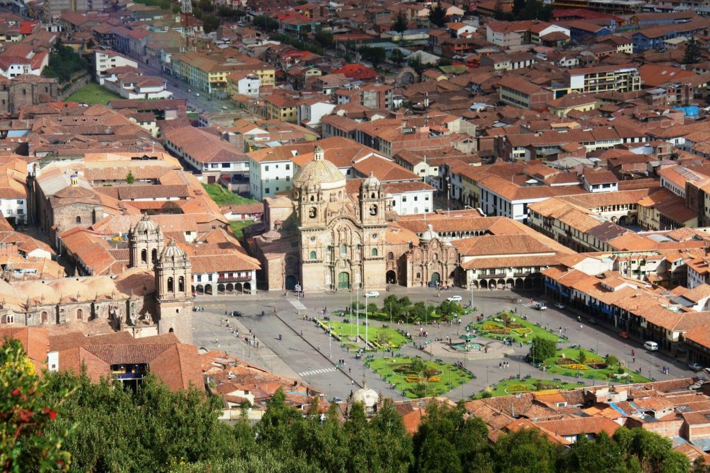 An aerial view of Cusco, Peru