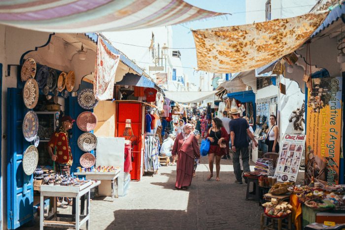 A market in Rabat, Morocco. Cultural safari in Africa