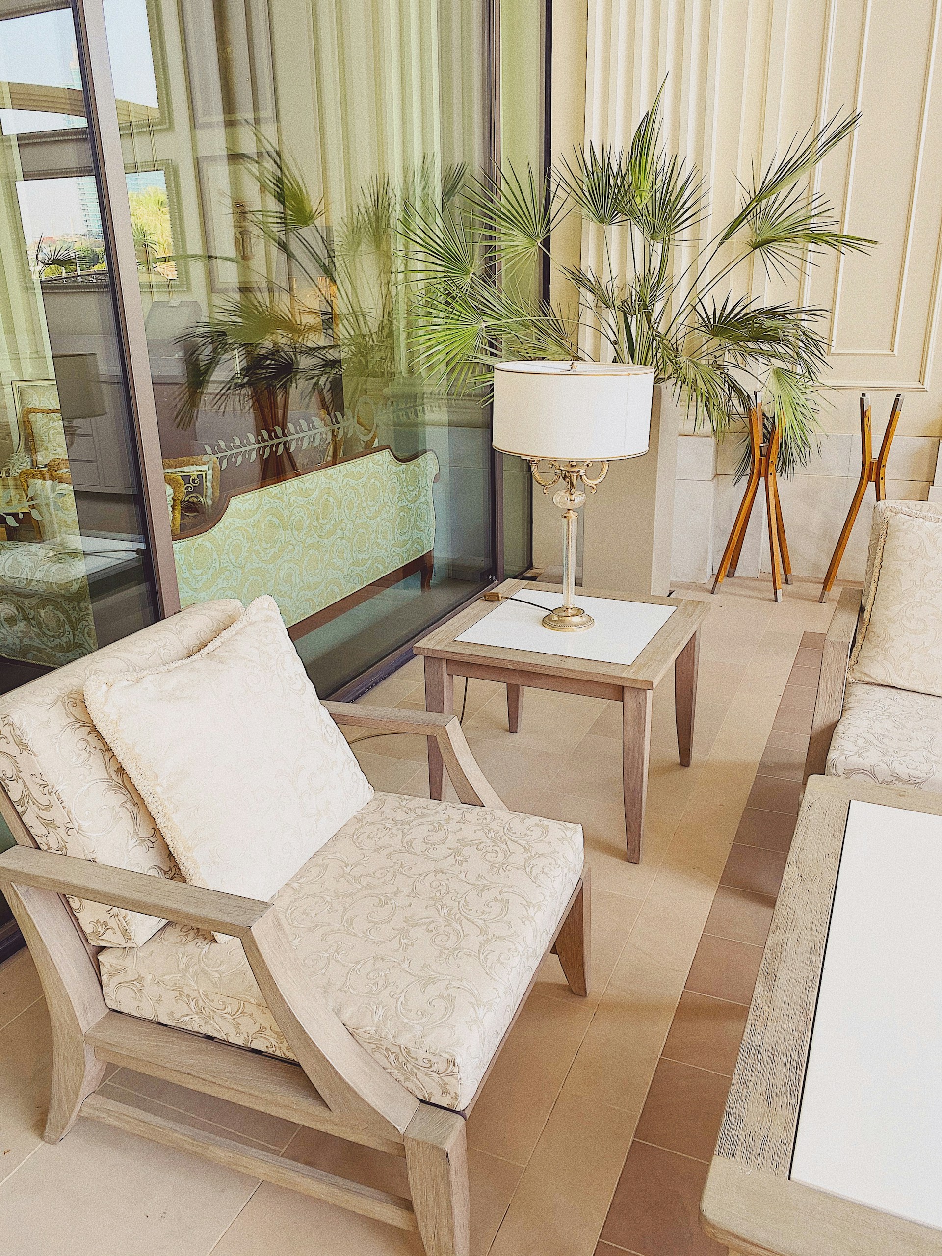 Outdoor sitting area at Palazzo Versace Dubai.