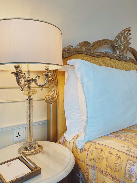 A room bedding at Palazzo Versace Dubai.