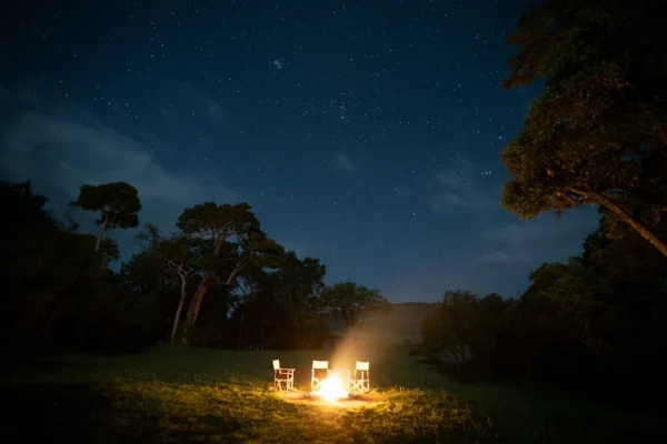 A campfire under a starry night in Maasai Mara. What a bad safari day in Maasai Mara looks like.